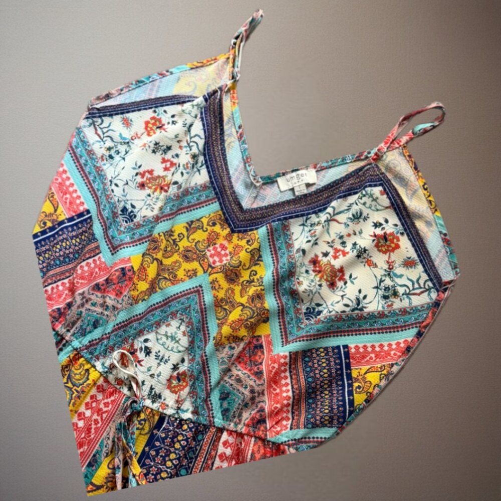 Umgee Boho Patchwork Wide Leg Jumpsuit Size Large Multicolor Festival Outfit - Picture 3 of 6